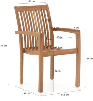 Sunyard Jakarta/Liverpool 145cm dining tuinset met bank 4-delig stapelbaar - Laagste prijsgarantie! Bruin