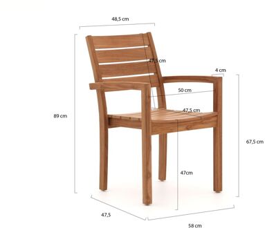Sunyard Liverpool 90cm dining tuinset 5-delig stapelbaar - Laagste prijsgarantie! Bruin