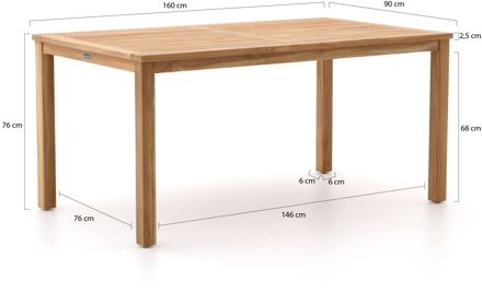 Sunyard Liverpool dining tuintafel 160x90cm - Laagste prijsgarantie! Bruin