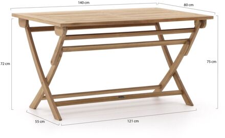Sunyard Preston klaptafel 140x80x75cm - Laagste prijsgarantie! Bruin