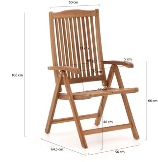 Sunyard Veronica/Liverpool 160cm dining tuinset 5-delig verstelbaar - Laagste prijsgarantie! Bruin
