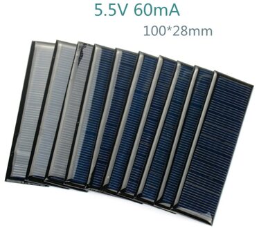 SUNYIMA 10Pcs Zonnepaneel DIY Fotovoltaïsche Zonnecel Autolader Lamp Licht Zon Power Solar Charger 100*28mm 5.5V 60mA