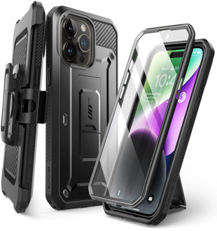 Supcase Hoesje geschikt voor iPhone 15 Pro Max - Unicorn Beetle Pro Met ingebouwde screenprotector - Zwart