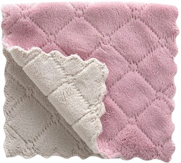 Super Absorberende Anti-aanbak Olie Coral Fluwelen Opknoping Handdoeken Keuken Dishclout Vegen Rag Theedoek Te Schoon Washandje Roze