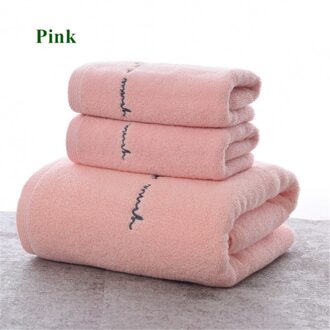 Super Absorberende Handdoeken Set Puur Katoen Borduurwerk Grote Voor Volwassenen Mannen Vrouwen Spa Cover Badkamer Douche Zachte liefhebbers Roze