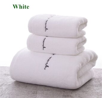 Super Absorberende Handdoeken Set Puur Katoen Borduurwerk Grote Voor Volwassenen Mannen Vrouwen Spa Cover Badkamer Douche Zachte liefhebbers wit