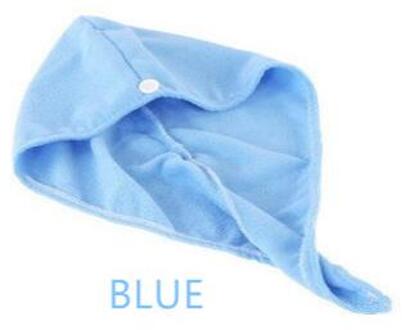 Super Absorberende Voor Lange Krullend Haar Handdoek Met Knop Voor Hoofd Anti-Frizz Microfiber Handdoek Tulband Twist Haar Cap reizen Handdoeken blauw