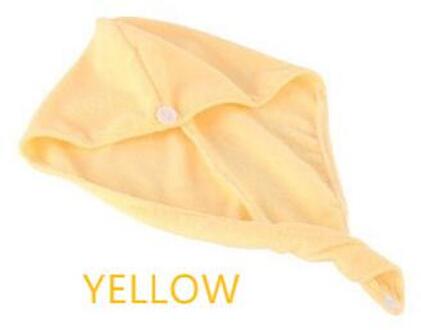 Super Absorberende Voor Lange Krullend Haar Handdoek Met Knop Voor Hoofd Anti-Frizz Microfiber Handdoek Tulband Twist Haar Cap reizen Handdoeken geel