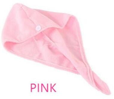 Super Absorberende Voor Lange Krullend Haar Handdoek Met Knop Voor Hoofd Anti-Frizz Microfiber Handdoek Tulband Twist Haar Cap reizen Handdoeken roze