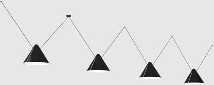 Super Attic hanglamp kegel 4-lamps zwart