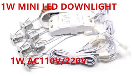 SUPER Dimbare 1 W LED Spot Licht LED Kast Licht LED Downlight 1 W MINI AC110V/220 V 6 stks/partij Cold wit / 1W Dimmable