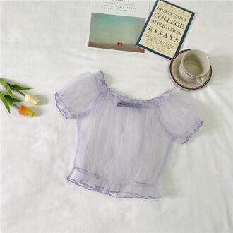 Super Fee Japanse Zachte Jurk Jurken Lolita Gevoerd Tops Leuke Lolita Binnen Puff Mouwen Chiffon Shirt Tops Vrouwelijke Zomer licht paars