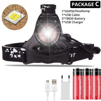 Super Heldere Led Koplamp Originele Xlamp Xhp50 Hoge Krachtige Usb Led Koplamp Head Lamp Gebruik 3*18650 Zaklamp Fakkel Package C