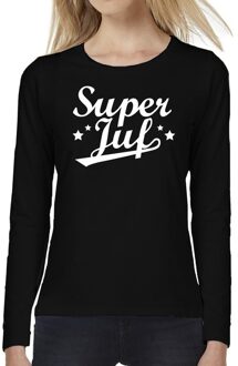 Super juf cadeau t-shirt long sleeve zwart voor dames 2XL