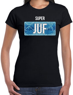 Super juf cadeau t-shirt met slangenprint zwart voor dames S