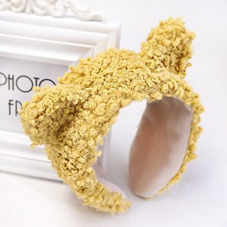 Super Leuke Haarbanden Voor Vrouwen Mode Effen Kleur Fleece Oor Bezel Haar Accessoires Voor Vrouwen Herfst Winter geel