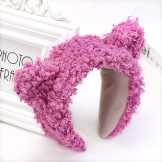 Super Leuke Haarbanden Voor Vrouwen Mode Effen Kleur Fleece Oor Bezel Haar Accessoires Voor Vrouwen Herfst Winter roos-rood