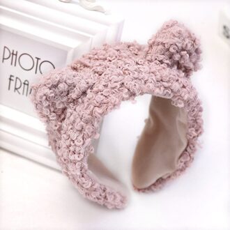 Super Leuke Haarbanden Voor Vrouwen Mode Effen Kleur Fleece Oor Bezel Haar Accessoires Voor Vrouwen Herfst Winter roze