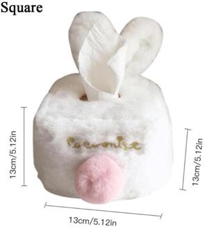 Super Leuke Home Duurzaam Kamer Pluche Auto Vierkante Tissue Doos Papier Houder Case Cover Servet Kawaii Roze Wit B