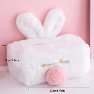 Super Leuke Home Duurzaam Kamer Pluche Auto Vierkante Tissue Doos Papier Houder Case Cover Servet Kawaii Roze Wit