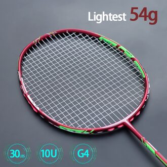 Super Licht 10U 52G 100% Full Carbon Fiber Strungs Badminton Racket Professionele Max Spanning 30LBS Tassen Racket Sport Voor volwassen wit