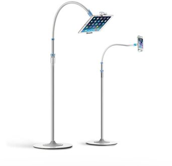 Super Multifunctionele Aluminium + Koper Slang Hals 4-12.9 inch Tablet PC/Mobiele Telefoon Floor Stand met ultradunne 1 cm Base