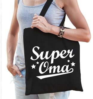 Super oma cadeau tas zwart katoen - Feest Boodschappentassen