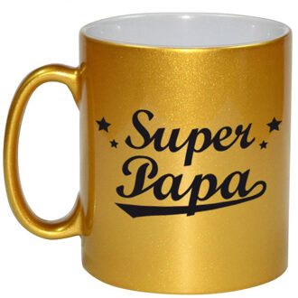 Super papa gouden mok / beker voor Vaderdag 330 ml - feest mokken Goudkleurig