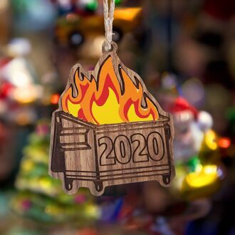 Super-Raul Dumpster Fire Kerst Ornament Kerstboom Houten Hangers Ondersteuning En R7 koffie