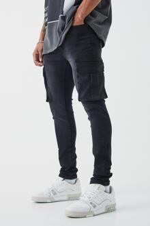 Super Skinny Cargo Jeans, Washed Black - 30R