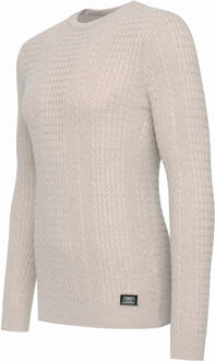 Super Slim Fit Streetwear Fijn Gebreide Trui Beige - 3XL