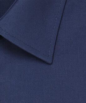 Super Slim Fit stretch overhemd - navy blauw - Strijkvriendelijk - Boordmaat: 37