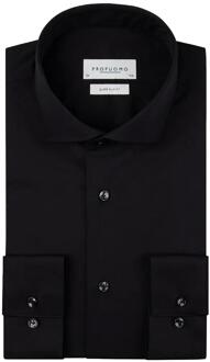 Super Slim Fit stretch overhemd - zwart - Strijkvriendelijk - Boordmaat: 38