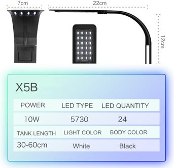 Super Slim Led Aquarium Licht Verlichting Planten Groeien Licht 5W/10W/15W Aquatic Plant Verlichting waterdicht Clip-On Lamp Voor Fish Tank x5B wit licht
