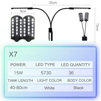 Super Slim Led Aquarium Licht Verlichting Planten Groeien Licht 5W/10W/15W Aquatic Plant Verlichting waterdicht Clip-On Lamp Voor Fish Tank x7B wit licht