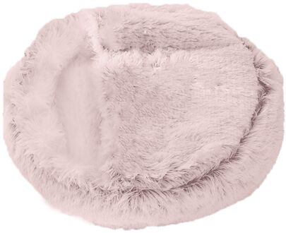 Super Soft Pet Bed Kennel Hond Ronde Kat Winter Warme Slaapzak Pluche Puppy Kussen Mat Draagbare Kat Levert 2 in 1 Opvouwbare roze