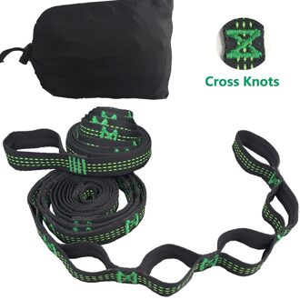 Super Sterke Hangmat Riem Opknoping Hangmat Riem Hamaca Hamak voor Kamperen, Reizen, Draagbare Opknoping Boom Touw groen Cross knots