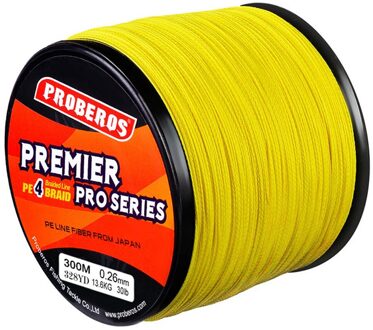 Super Sterke Slijtvast Pe Braid Vislijn 4 Strengen 300M 30lb #30 YE