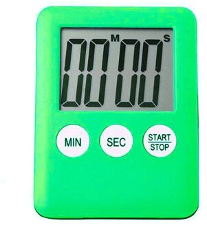 Super Thin LCD Digital Screen Kitchen Timer Square Cooking Count Up Countdown Alarm Sleep Stopwatch Temporizador Clock groen