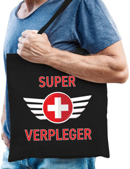 Super verpleger cadeau tas zwart voor heren - Feest Boodschappentassen