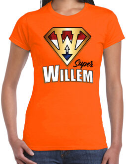 Super Willem t-shirt oranje voor dames - Koningsdag shirts S