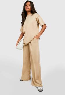 Super Zachte French Terry Rechte Jogger, Taupe - L