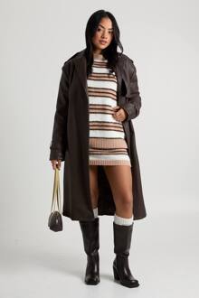 Super Zachte Gestreepte Oversized Gebreide Trui En Mini-Rok Co-Ord, Multi - L