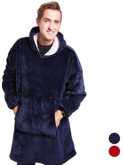 Super Zachte Hoodie Comfy Nachtkleding Wearable Fleece Deken Badjas Klimmen Bergen Picknicks Blauw