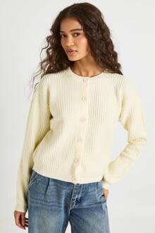 Super Zachte Ronde Hals Gebreide Chunky Cardigan, Cream - XL