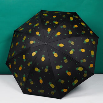 Super Zonnebrandcrème Paraplu Zonnige En Regenachtige Alle-Ronde Verdikte Zwarte Rubber Paraplu Parasol Paraplu Drievoudige Paraplu Mannen Umbrella - zwart