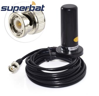 Superbat Voertuig/Auto Mobiele Radio VHF/UHF Dual Band Antenne 9cm Base Magnetische Mount BNC Stekker 5M Kabel voor BC125AT Scanner