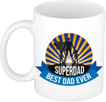 Superdad, best dad ever mok / beker wit - cadeau papa - Vaderdag / verjaardag - feest mokken Multikleur