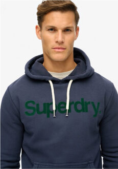 Superdry Core logo hoodie navy Blauw - M