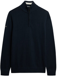 Superdry Cotten knit hanly half zip navy Blauw - M